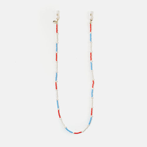 CORDÃO PÉROLAS VERMELHO/AZUL SALITRE  