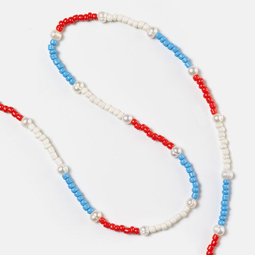 CORDÃO PÉROLAS VERMELHO/AZUL SALITRE  