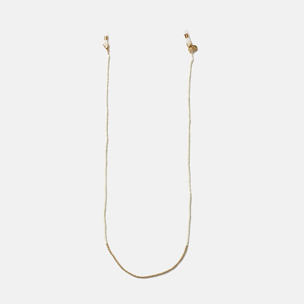 CORDÃO DE CONTAS BEIGE/DOURADAS, imagem grande número 2