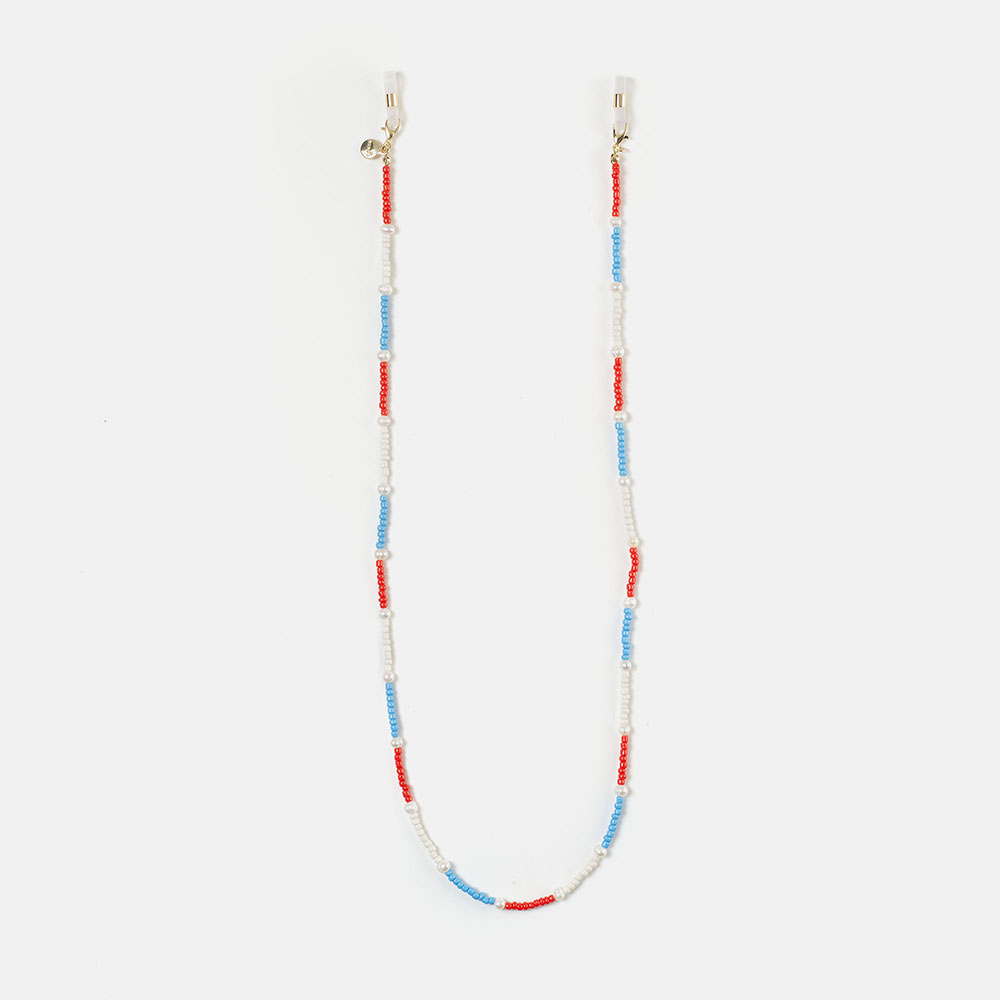 CORDÃO DE PÉROLAS VERMELHO/AZUL SALITRE, imagem grande número 0