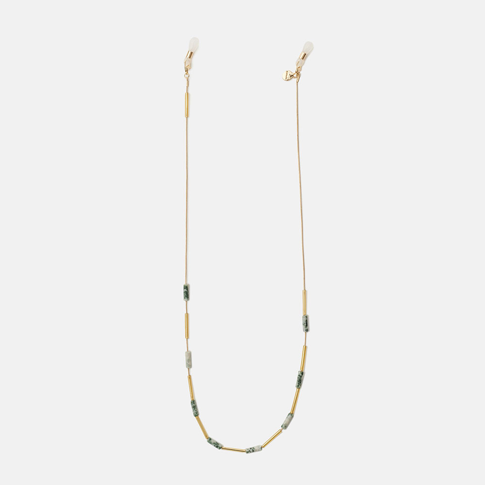 Cordão HYGGE tubos e pedras dourado, imagem grande número 0