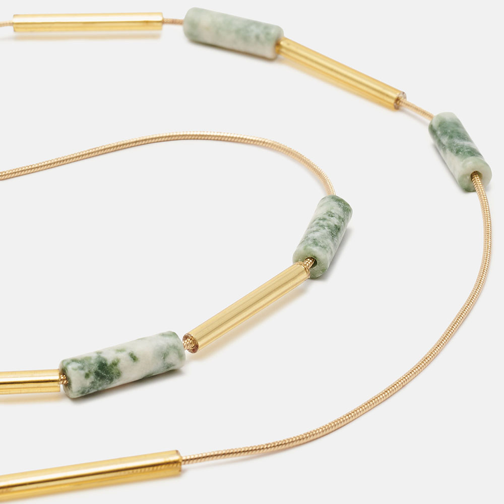 Cordão HYGGE tubos e pedras dourado, imagem grande número 2