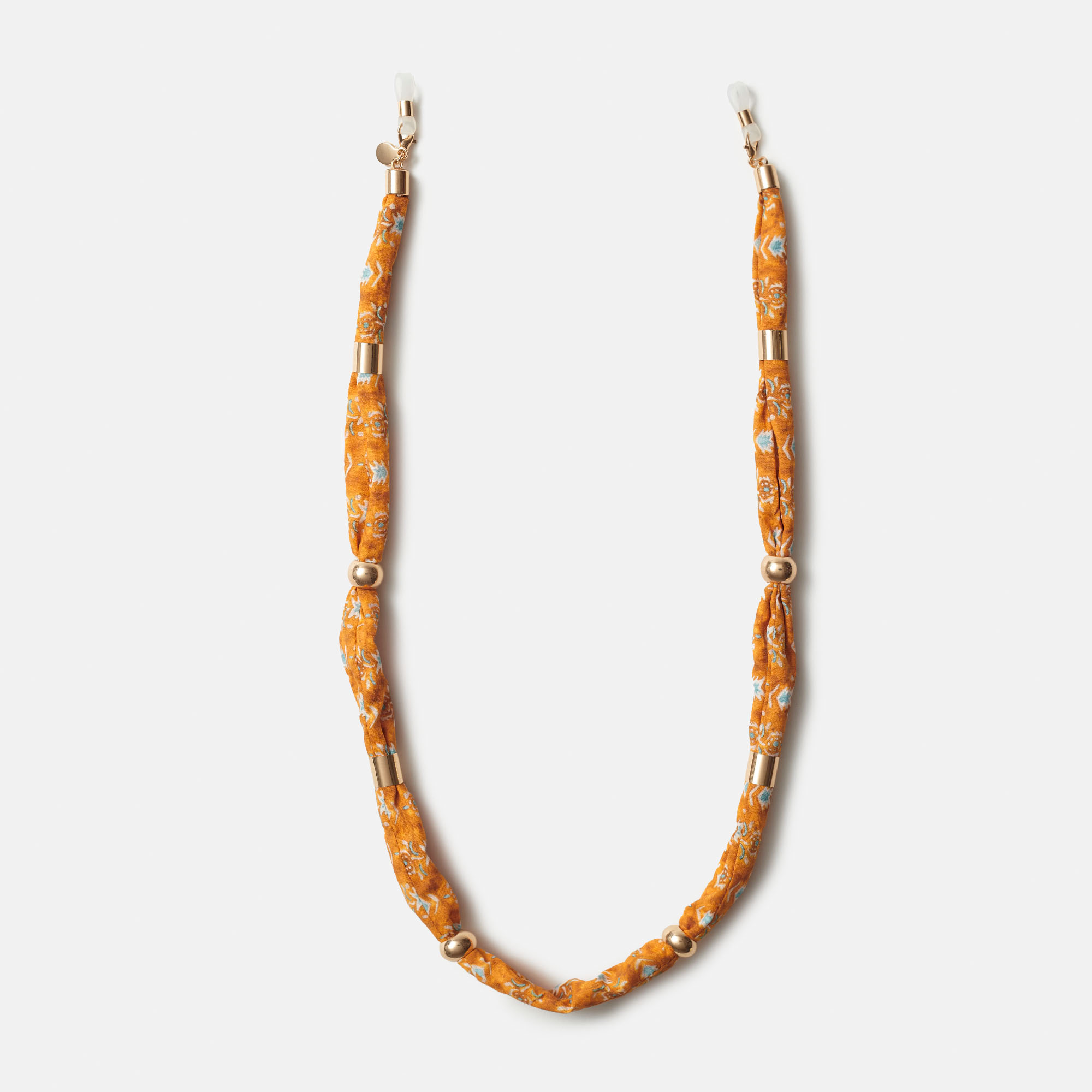 CORDÃO DE TECIDO ESTAMPADO LARANJA TAJ, imagem grande número 1