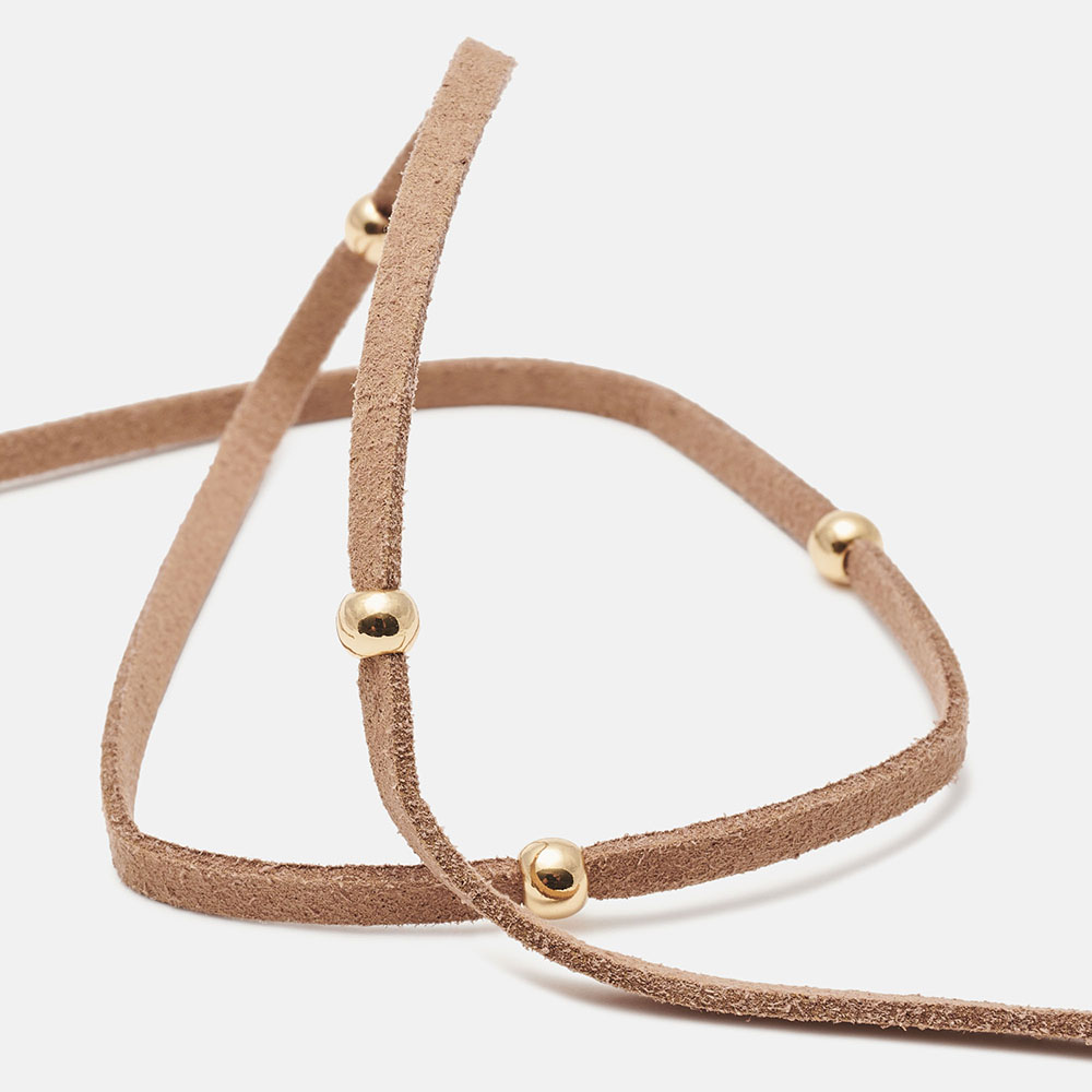 CORDÃO HYGGE BEIGE BOLAS DOURADAS, imagem grande número 2