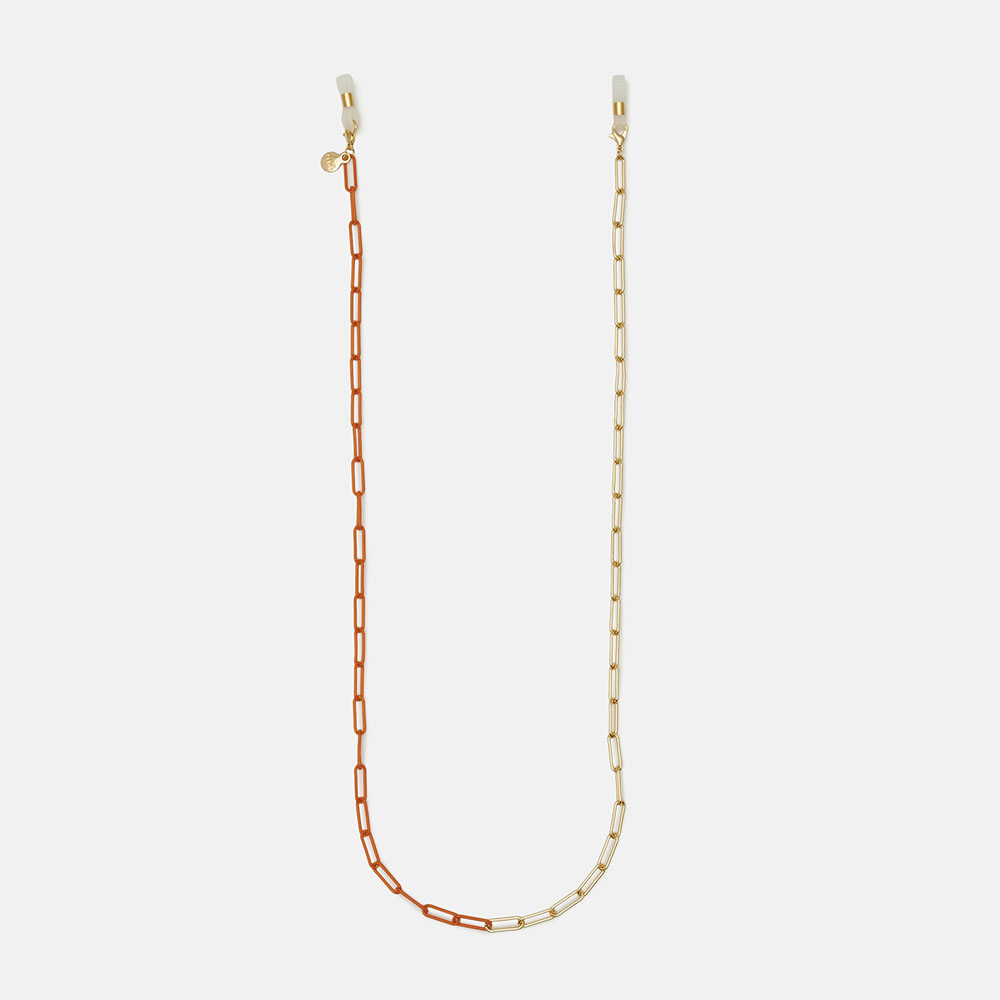 CORDÃO DE CORRENTE FLOW DOURADO E LARANJA  , , imagem grande número 0