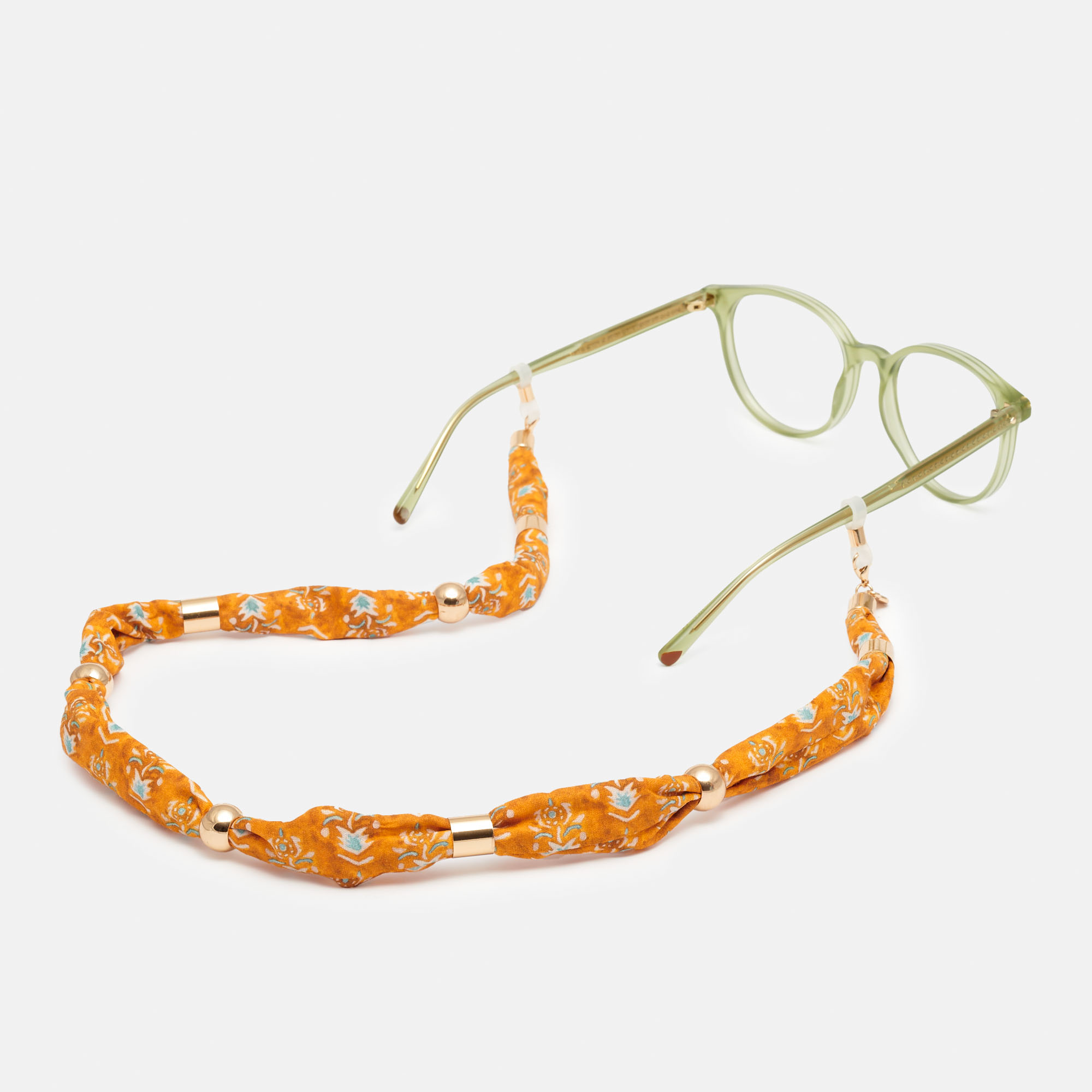 CORDÃO DE TECIDO ESTAMPADO LARANJA TAJ, imagem grande número 0