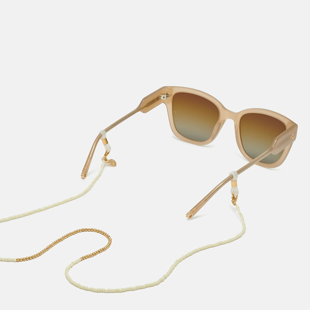 CORDÃO DE CONTAS BEIGE/DOURADAS, imagem grande número 0